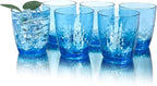 Set of 6 Hammered Style 15-ounce/430ml Acrylic Glasses Plastic Tumbler,BPA Free,Dishwasher Safe (Blue)