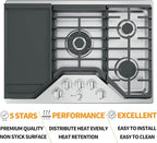 Upgraded JXGRIDL230 Griddle Replacement Parts for GE Stove Parts Cast Iron Griddle Plate JGP5030SLSS CGP9530SLSS Griddle Pan GE Gas Range Stove Top Cooktop 5 Burner Cooktop Parts 1 Pack
