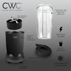 COOK WITH COLOR Personal Power Blender 600W, 24oz Capacity, BPA-Free Jar, Ice-Crushing Blades, Ideal for Smoothies & More, Anti-Slip Feet, Easy to Clean, Black