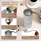 Detachable Manual Coffee Grinder with 25 Level Stainless Steel Conical Burr Portable Aluminum Coffee Bean Grinder Grinder Gift Set Suitable for Moka Pot Espresso Pour Over Easy Cleaning with Brush