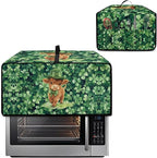 Highland Cow Four Leaf Clover Print Toaster Oven Cover Microwave Cover for Kitchen Countertop Appliance Dust Protector Decorative Oven Accessories for St. Patrick's Day Decor, Green, S