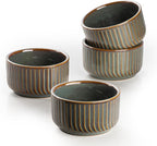 DAFUCERAMIC Ramekins 8 oz Oven Safe, Porcelain Creme Brulee Ramekins Pudding Custard Cups Small Ceramic Souffle Dishes Baking Bowls Set of 4 (GREEN BLUE)