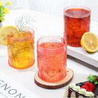 Qinyoung 48 Plastic Vintage Drinking Glasses 8.5oz Stemless Retro Embossed Wine Glasses Shatterproof Reusable Cups for Baby Shower Wedding Reception Grand Event Party (Pink)