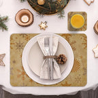 Le courant 16.9in 6PACK Winter Decoration Snowflake Placemats with 6 Coasters, Reversible Faux Leather Easy Clean Waterproof Stain Resistant Place Mats, for Home Party Dining Holiday Table Decor