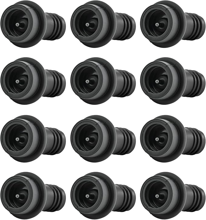 WOTOR Wine Stoppers Vacuum, Silicone Wine Saver & Preserver, Reusable Bottle Sealer, Keep Fresh (Black, 12 Pieces)
