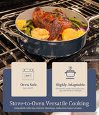 4.5qt Ceramic Dutch Oven Pot with Lid (9.5") Nonstick Ceramic Coated Low Stock Pot, PFAS-Free, Lightweight, Quick Heat Distribution, Non stick for Braising, Baking Bread & Soups, Compatible for All Cooktops(Induction/Gas/Electric) Oven Safe to 500°F, O...