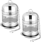 Fri4Free 2PCS Tea Infuser Strainer - Stainless Steel Strainers for Loose Leaf Tea, Steeper, Fine Mesh Ball holder with Chain Hook and Lid, Reusable Filter Bags Diffusers