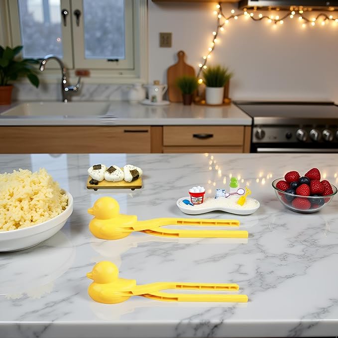 2Pcs Duck Rice Mold, Butter, Rice Mold, Maker Clip,Snowball Tool With Handle, Snowball, Cartoon Duck Maker Clip Snow Ball Kitchen Utensils and Gadgets