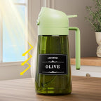 LAKUMIQI 2 in 1 Oil Sprayer for Cooking, 16oz Olive Oil Dispenser Bottle for Kitchen, Food Grade Light-Blocking Leak Proof Glass Spray Bottle for Salad, Air Fryer, BBQ