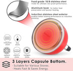 Rorence Whistling Tea Kettle: 2.5 Quart Stainless Steel Kettle for Stove Top with Capsule Bottom & Heat-resistant Glass Lid (Red)
