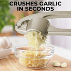 Zulay Kitchen Large Premium Garlic Press Set - Bigger Bowl for Bigger Garlic - Rust Proof Garlic Mincer Tool - Easy-Squeeze, Easy-Clean Silicone Garlic Peeler & Brush (Silver)