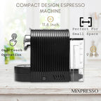 Mixpresso Black Espresso Coffee Machine – Compact 1400W Single Serve Coffee Maker Compatible with Nespresso OriginalLine Capsules, One-Touch Operation, 19-Bar Italian Pump, 27oz Water Tank