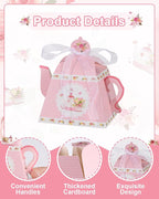 Liobelon 24 Pieces Floral Tea Party Favors Boxes Centerpiece Table Decoration Teapot Favor Boxes Tea Party Treat Gift Boxes Goodie Treat Bags Candy Boxes for Wedding Baby Shower Tea Party Decorations