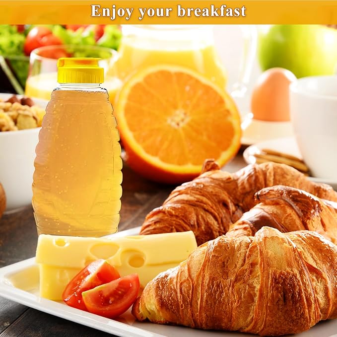 120 Pack 16oz Clear Food Grade Plastic Honey Bottles, Refillable Squeeze Honey Jars with Flip-Top Lids, Leakproof Honey Dispenser Containers for Storing and Dispensing