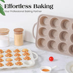 Vinino 2Packs Silicone Muffin Pans for Baking with Metal Reinforced Frame, 12 Cups Regular and 24 Cups Mini Nonstick Cupcake Pan, BPA Free Oven Dishwasher Safe Baking Mold for Muffins Cupcakes