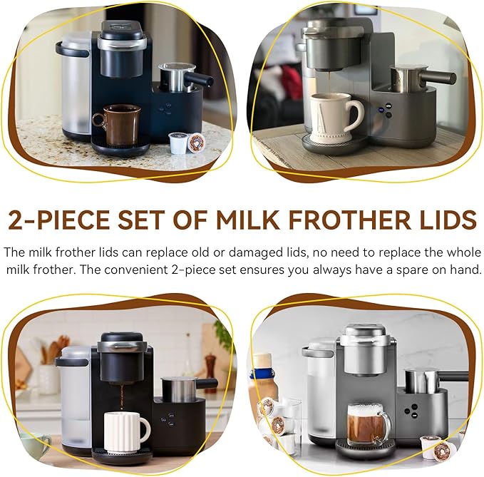 Milk Frother Lid for Keurig K-Café Coffee Maker, Milk Frother Replacement Lids, Hot and Cold Frothing Cup Lid Only for Keurig K-Café Single Serve Latte & Cappuccino Coffee Machine（2 Pack）
