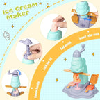 71 PCS 3 in 1 Dough Sets for Kids Ages 3-4-8, Art Crafts Dough Tools Kit, Ice Cream Playset Noodle Cake Maker Machine, Kitchen Creations Food Play Toys Boys Girls