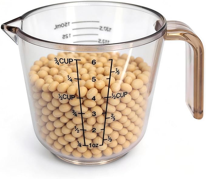 Plastic Measuring Cups Set, 3PCS with Pour Spout & Handle, Multi-Scale (cup | oz | ml) Stackable Liquid & Dry Measuring Tools for Baking Cooking, Essential Kitchen Gadgets (Coffee Brown)