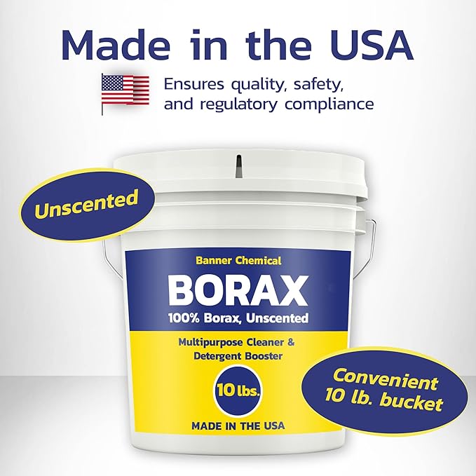 Raw Borax (10 lbs) - 100% Pure, Unscented, Multi-Purpose Cleaner & Detergent Booster - Natural Household Cleaner and Stain Remover - Made in the USA