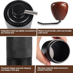 Manual Coffee Grinder Gift Box Non-Detachable Stainless Steel Conical Burr Aluminum Coffee Bean Grinder with 25 Grinding Settings Cleaning Brush Grindable Espresso Moka Pot for Camping Black