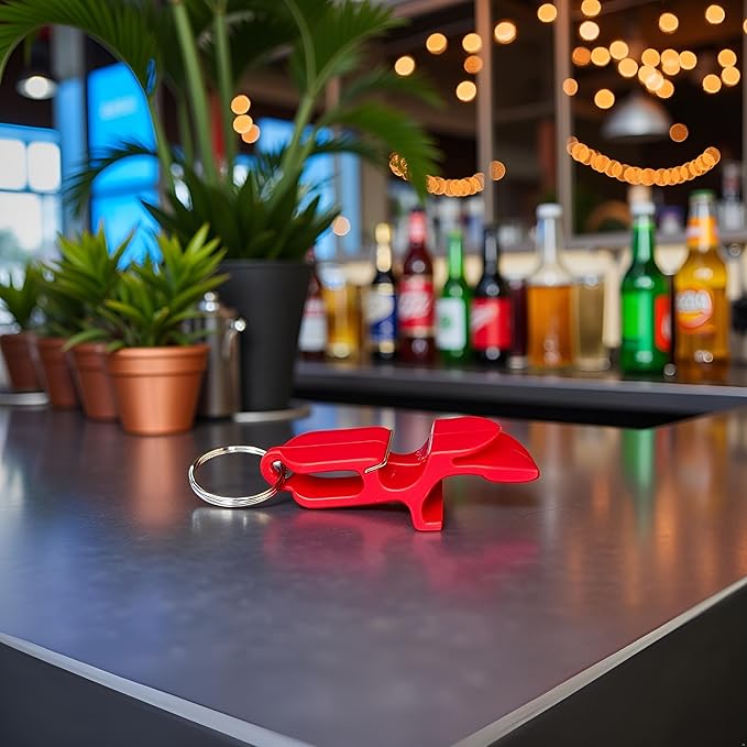 2Pcs Red Can Opener,Portable Beer Bottle Opener Keychain Shotgun Tool,Pocket Aluminum Beer Bar Tool Practical Processed Great for Parties,Favors,Drinking Accessories Bar and Wine Tools