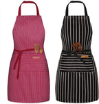 BeLuyi 2 Pack Adjustable Bib Apron with 2 Pockets Chef Cooking Kitchen Restaurant Aprons for Women Men
