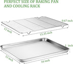 Baking Sheet with Cooling Rack Set (2 Pans + 2 Racks), Yododo Stainless Steel Baking Pan Cookie Sheet Cookie Pan with Rack, Size 16 x 12 x 1 Inch, Mirror Finish & Non Toxic & Heavy Duty & Easy Clean