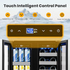 Wine and Beverage Refrigerator,24 inch Dual Zone Upgrade Compressor Wine Cooler 20 Bottle & 88 Cans,Built in or Under Counter Wine Fridge with Glass Door for Bar and Home