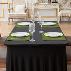 Linen Fabric Placemats Set of 6, Machine Washable, Heat Resistant, Wrinkle Free, Thick Polyester Kitchen Place Mats for Dining Table (Green)