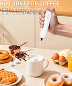 MEIRUBY 2-Pack Milk Frother Handheld with Stand, Valentines Day Gifts for Him and Her, Powerful Electric Coffee Frother, Coffee Lover Gift for Lattes, Cappuccino, Matcha & Hot Chocolate, Black/White