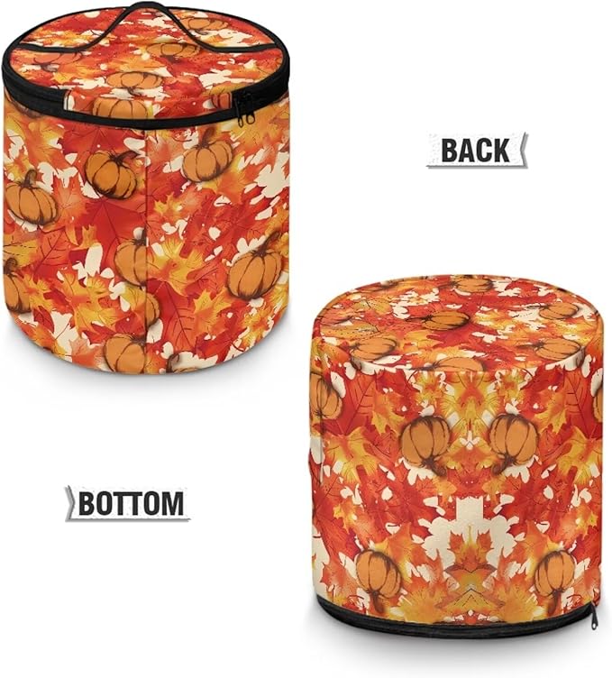 Fall Electric Pressure Cooker Insulation Bag Reinforced Zipper Closure Pressure Cooker Storage Top Padding Handle, Pumpkin Maple Leaf