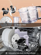 FOHERE Food Processor, 12 Cup, 2-in-1 Feed Chute Food Chopper & Meat Grinder, 500 Watt Motor, BPA Free, Stainless Steel, Procesador de Alimentos for Mincing, Dicing, Shredding, Puree & Kneading Dough