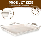 Wildone Baking Sheet Pan Set, Honeycomb Embossed Nonstick Baking Sheet 15x10 In, Thicker Carbon Steel Cookie Sheet, Even Heating Jelly Roll Pan, White, 2 Pack