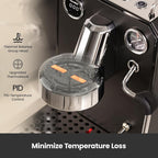 Gemilai Owl G3006 Home Espresso Machine, 58mm Commercial Group Head & PID Temp Control, Stainless Steel Coffee Maker for Barista-Quality Latte Art, Cappuccino Dual Data Display Black