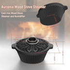 Cast iron Humidifier Seasonal Wood Stove Steamer with Sauce Pot, Camping Grill Essential, Non-Toxic Cast Iron Kitchenware for Indoor/Outdoor Use