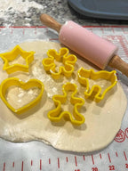 Cookie Baking Cutter Set For Kids - 6 silicon cupcake forms, 24 Assorted Cookie Cutters, Rolling Pin, Silicone Baking Pan, Non-Stick Baking Mat, Fun Activity Gift for Boys and Girls, Age 4+