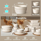Artena Ramekins Oven Safe, Creme Brulee Ramekins, Embossed White Ceramic Ramiken, Souffle Pudding Custard Cups, Baking Dish, Dipping Bowls, Sauce Cups, Set Of 4 (Willow Leaf, 4 oz)
