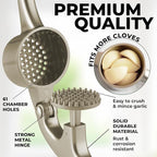 Zulay Kitchen Large Premium Garlic Press Set - Bigger Bowl for Bigger Garlic - Rust Proof Garlic Mincer Tool - Easy-Squeeze, Easy-Clean Silicone Garlic Peeler & Brush (Silver)