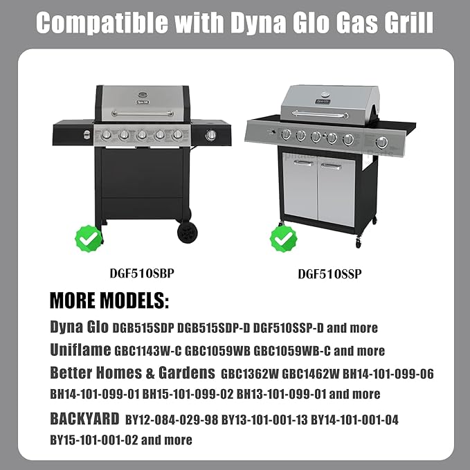 SafBbcue Full Size Griddle Inserts for Dyna Glo Grill Replacment Parts DGF510SSP DGF510SBP Flat Top Griddle for Backyard Grill Parts BY13-101-001-13 BY14-101-001-04, Carbon Steel