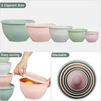 Greentainer Plastic Mixing Bowls with Lids Set for Kitchen, 5 Set Nesting Bowls for Mixing, Baking, Prepping, Cooking and Serving Food, Mixing Bowls Dishwasher, Microwave Safe
