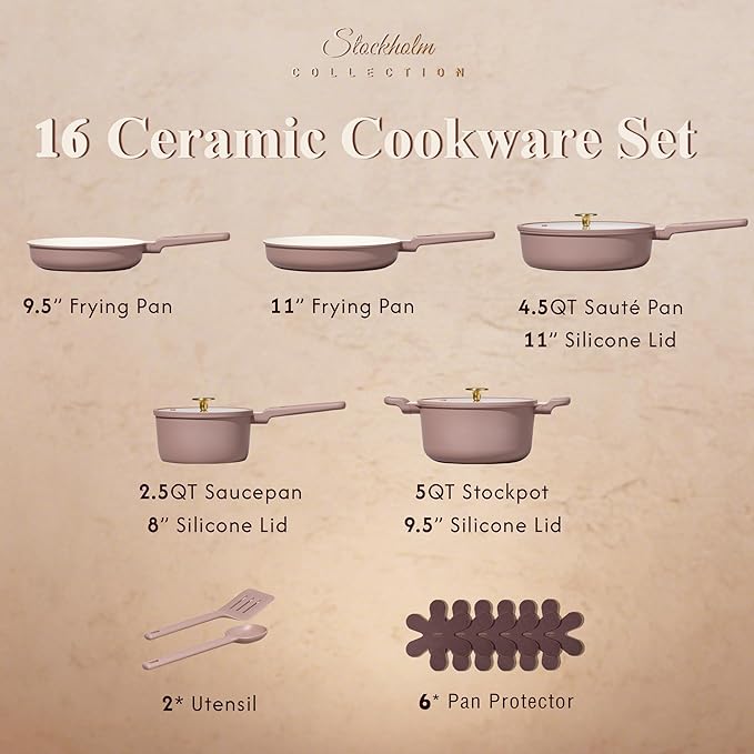 CAROTE Ceramic Cookware Set, Pots and Pans Set Non stick, 14-Piece Induction Cookware, Non toxic Healthy Non Stick Kitchen Cooking Set, with Frying Pans Set,Large Capacity Soup Pot
