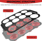 Silicone Muffin Pan Set, Reinforced Metal Frame Cupcake Baking Pan with Brush & Scraper 12-Cup Muffin Tin, Silicone Muffin Pan for baking for Toast Cupcakes Brownies Canele Mold Oven Dishwasher Safe