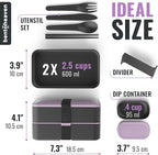 Bentoheaven Premium Bento Box Adult Lunch Box with Compartments for Women & Men, Set of Utensil & Chopsticks & Dip Container, Cute Japanese Kids Bento Lunch Box, Microwavable (Violet Me Go)