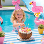 24 PCS Flamingo Cupcake Toppers Cupcake Rings Birthday Cupcake Toppers Tropical Flamingo Theme Cupcake Picks for Baby Shower Hawaiian Luau Aloha Summer Party
