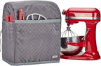 HOMEST Stand Mixer Quilted Dust Cover with Pockets Compatible with KitchenAid 6/7/8 Quart Bowl Lift, Grey (Patent Design)