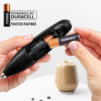 Zulay Kitchen Whisk Milk Frother with 4 Duracell Batteries - Powerful Handheld Foam Maker for Coffee, Lattes, Matcha, Hot Chocolate & Cappuccinos - Whip Creamy Froth in Seconds