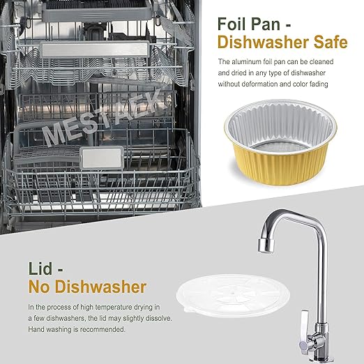 10" Deep Round Aluminum Foil Pans with Lids (5 Pack), Heavy Duty Grease-Resistant Containers for Baking, Heating, Meal Prep & Food Storage, 4" Depth, 118oz