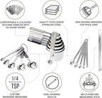 CuttleLab 22-Piece Stainless Steel Measuring Cups and Spoons Set, Tad Dash Pinch Smidgen Drop Mini Measuring Spoons, Measuring Stick Leveler, Measurement Conversion Chart Fridge Magnet, (Charcoal)