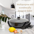 Moss & Stone Round Electric Skillet with Lid – 12x12 Inch Aluminum Nonstick Electric Frying Pan 5Qt, Adjustable Temperature Control, Vented Glass Lid, Dishwasher Safe, Heat-Resistant Handles
