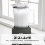 Martha Stewart 50oz Countertop Blender, Smoothie, Margarita & Ice Crushing Blender, BPA-Free Pitcher, 3 Speeds, 5 Presets, Auto-Clean Function, Dishwasher Safe, Stainless Steel Blades, Caviar Gray
